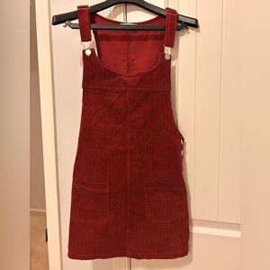 Altar’d State Red Corduroy Overall Dress